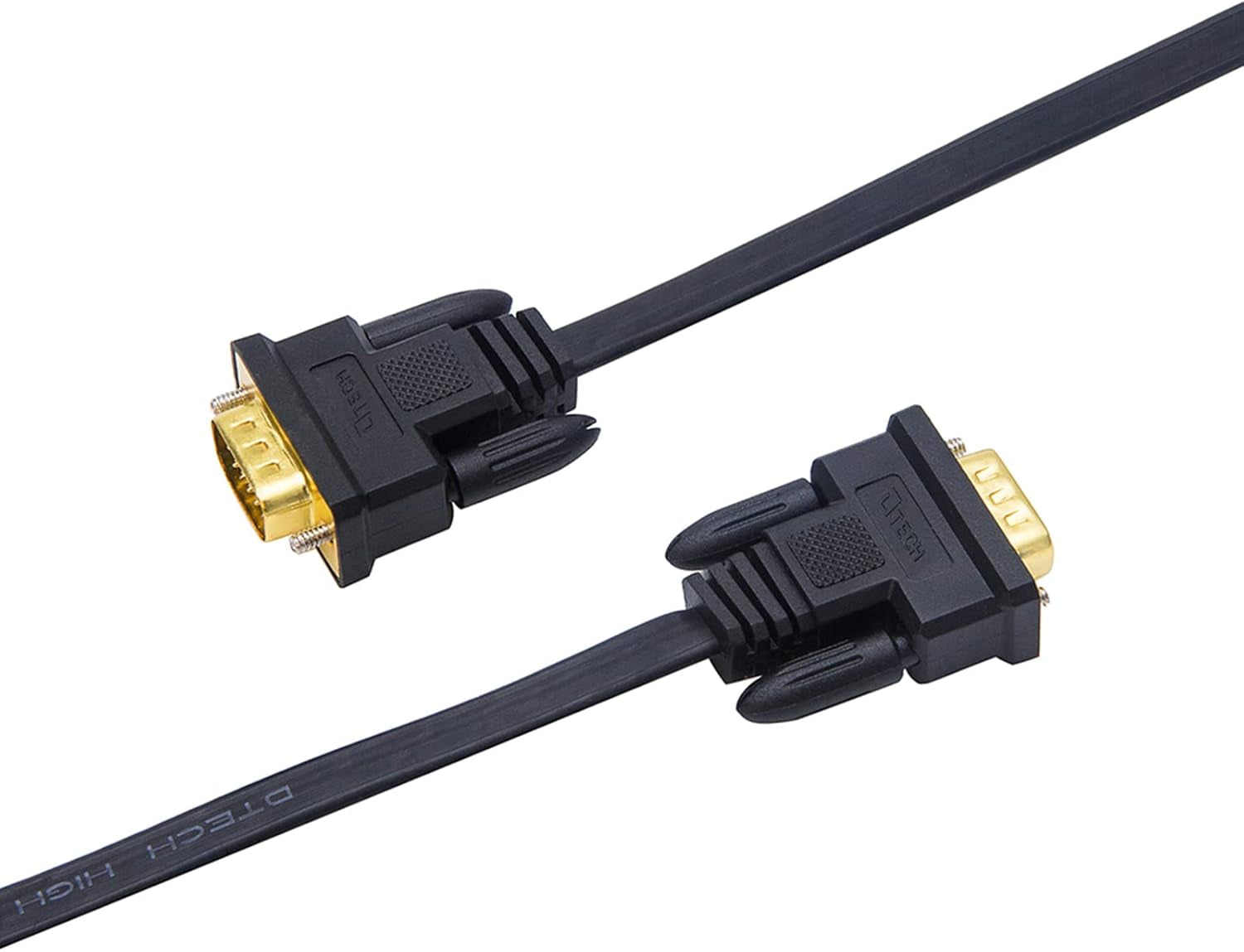 5M Ultra Thin Flat Type Computer Monitor VGA Cable Standard 15 Pin Male to Male Connector SVGA Wire 16 Feet - Black