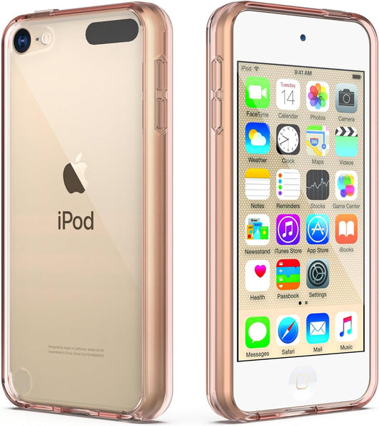 Compatible with Ipod Touch 7/6/5 Case, Clear Slim Hybrid Bumper Tpu/Scratch Resistant Hard PC Back/Corner Shock Absorption Case for Apple Ipod Touch 5Th/6Th/7Th Generation, Rose Gold