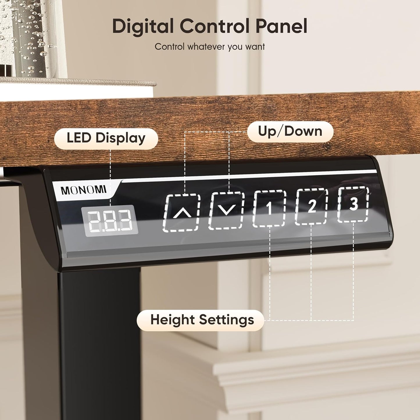55" Electric Standing Desk,Height Adjustable Home Office Sit Stand up Computer PC Table,Tall Standup Workstation, Gaming, Writing, Study,Bedroom Rising Desks with Two-Piece Desktop,Brown