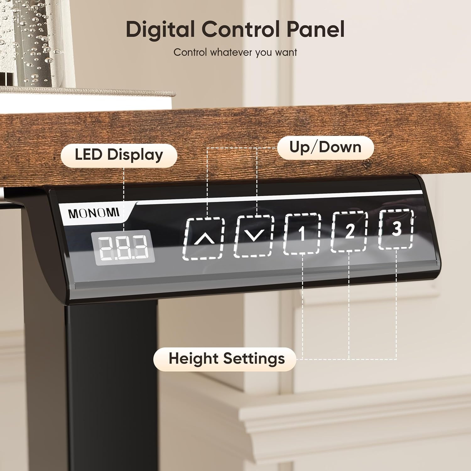 55" Electric Standing Desk,Height Adjustable Home Office Sit Stand up Computer PC Table,Tall Standup Workstation, Gaming, Writing, Study,Bedroom Rising Desks with Two-Piece Desktop,Brown