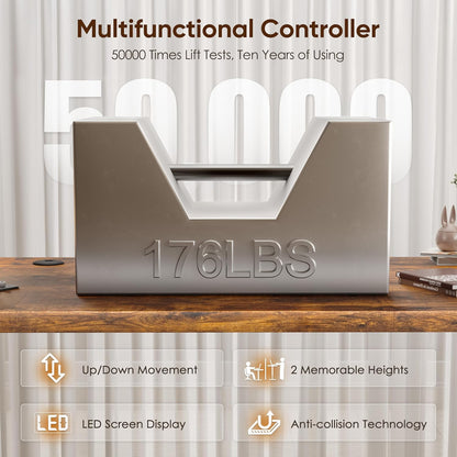 55" Electric Standing Desk,Height Adjustable Home Office Sit Stand up Computer PC Table,Tall Standup Workstation, Gaming, Writing, Study,Bedroom Rising Desks with Two-Piece Desktop,Brown