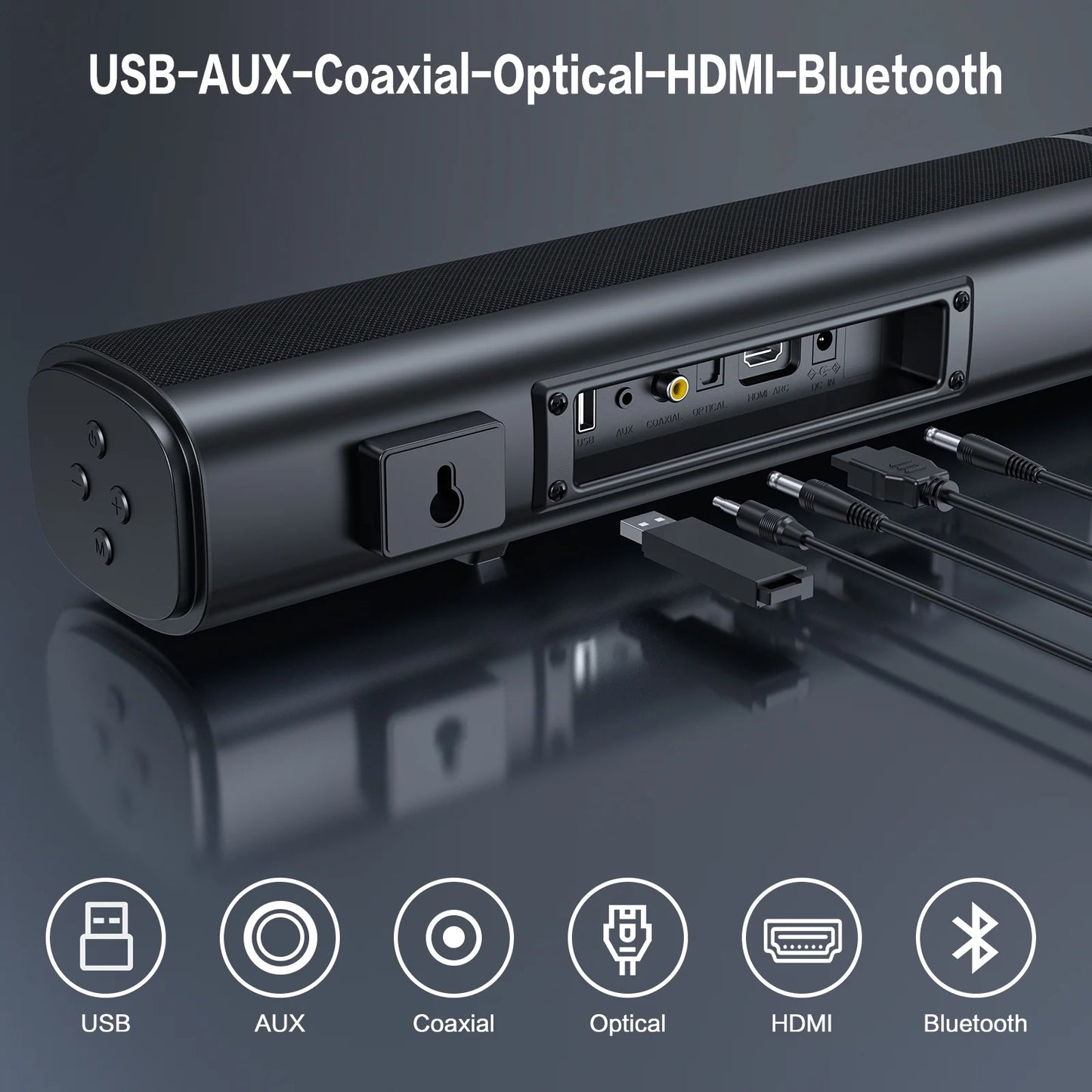 4.1Ch Sound Bar with Subwoofer, 120W Separable Sound Bar for TV, 2-In-1 Detachable Sound Bar with Usb/Aux/Coaxial/Optical/Hdmi/Bluetooth