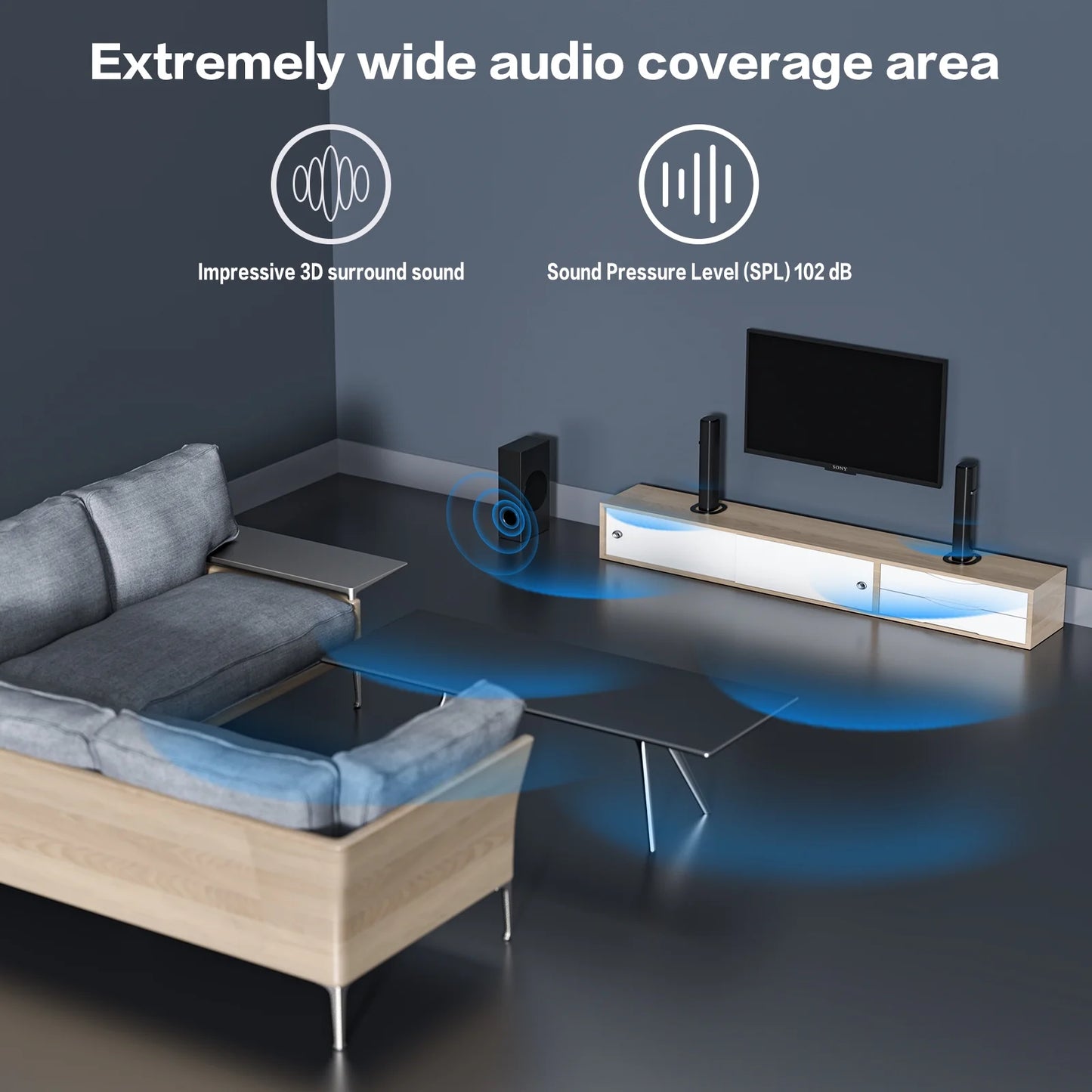 4.1Ch Sound Bar with Subwoofer, 120W Separable Sound Bar for TV, 2-In-1 Detachable Sound Bar with Usb/Aux/Coaxial/Optical/Hdmi/Bluetooth