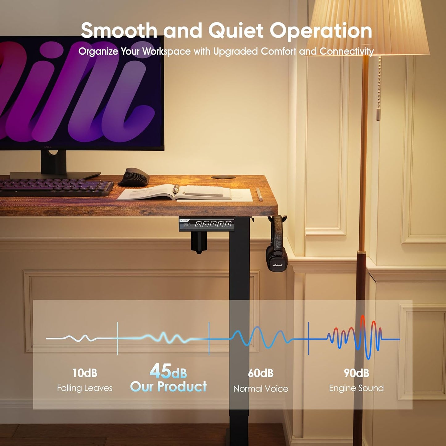 55" Electric Standing Desk,Height Adjustable Home Office Sit Stand up Computer PC Table,Tall Standup Workstation, Gaming, Writing, Study,Bedroom Rising Desks with Two-Piece Desktop,Brown